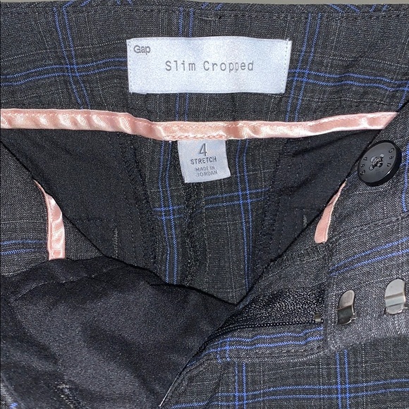Gap slim cropped pants (black with blue plaid) - Picture 2 of 4